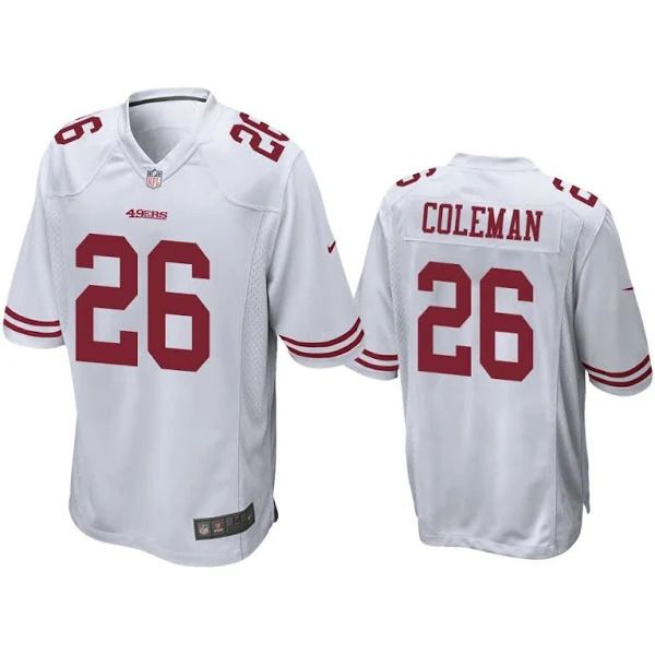 Men San Francisco 49ers 26 Tevin Coleman Nike White Game Player NFL Jersey